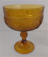 Vintage Indiana Amber sandwich glass compote