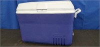Dark Blue Rubbermaid Cooler with tray