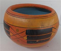 Painted clay pot western pattern Mexico