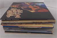 Box of records w/ Rod Stewart, Barry Manilow,
