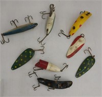 lot of vintage fishing lures, heddon river