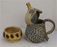 lot of bird art pottery and bowl