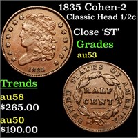 1835 Cohen-2 Classic Head 1/2c Grades Select AU