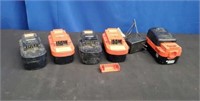Lot of 5 Black and Decker Batteries