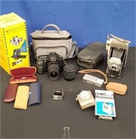 Box Lot of Vintage Cameras and Accessories