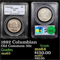 1892 Columbian Old Commem 50c Graded ms63