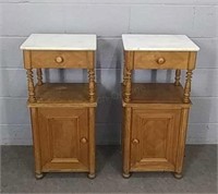 2x The Bid Marble Top Night Stands
