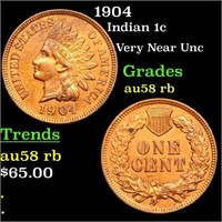 1904 Indian 1c Grades AU/bu Slider RB