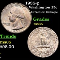 1935-p Washington 25c Grades GEM Unc