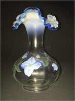 Fenton Blue Ruffle Edge Vase