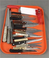 27 Assorted Knives & Sharpener
