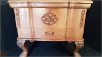 CARVED WOOD SEWING STAND + CONTENTS