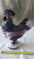 Rooster on Nest.  Purple Slag Glass