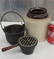 Antique Cast Iron Smelting Pot, with Melting
