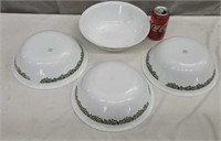 4. Corelle-Ware Serving Bowls. Green Flower