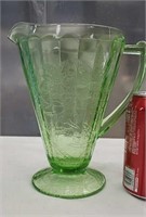 Green Depression Glassware Pitcher.
