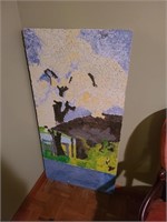 Large Hand Painted Cork Type Board Painting