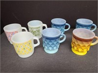 7 Vintage Coffee Cups, 4 Are Fire King Cups