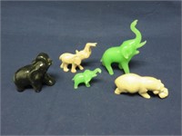 Lot of 5 Animal Figures Elephant Rhino