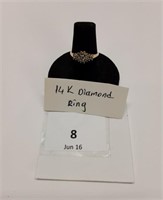 14K DIAMOND RING - APPROXIMATE SIZE 6