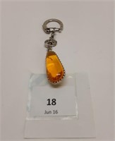 SILVER KEYCHAIN WITH AMBER PENDANT