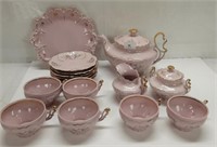 HAND PAINTED TEA SET - COOKIE PLATE / 6 CUPS &