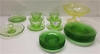 DEPRESSION GLASS  - GREEN - QTY 24 PCS - GOOD