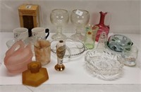 ASSORTED GLASS LOT - CRANBERRY PIECE CRACKED