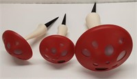 SOLAR MUSHROOM LIGHTS - RED & WHITE - QTY 3