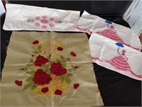 Vintage Needlepoint Pillowcases & Swatch