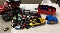 Radio controlled truck and die cast cars