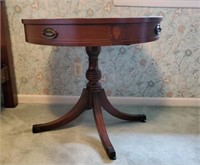 Duncan Phyfe Leather Top Table with Drawer