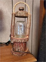 Cedar & Mason Jar Lamp 14"