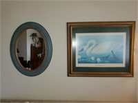 Mirror & Large Swan Picture 36" x 30"