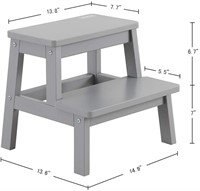 HOUCHICS Kids 2-Step Wood Step Stool, Gray