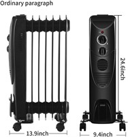 Oil-Filled Radiator Heater, Black