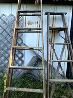 2 wooden ladders, 6ft and 7ft
