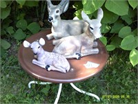 patio table w/ 3 plastic deer