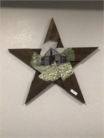 Hand Painted Wood Star w/Barn Scene