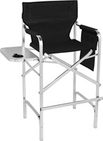 Tall Director's Chair With Side Table, Black