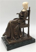 Sgd. J. Meier Bronze of Woman Reading Book.