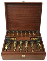 Anri Carved Wood Chess Set with Wood Case.