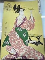 Beautiful Geisha in Kimono Painting