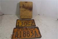 Vintage Lot-PA License Plates,First Aid Kit