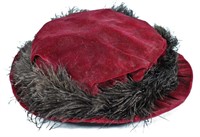 Edwardian Burgundy Velvet Ostrich Feather Hat