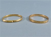 (2) Gold Bangle Bracelets, 18g TW