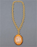 Bakelite & Celluloid Cameo Pendant Necklace