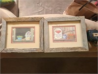 Set 2 Wilma B. Vincent Prints in wooden Frames