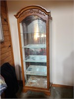 Wooden Made in USA wooden lighted curio cabinet