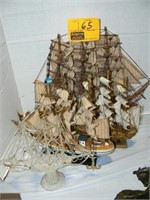 3 SAILING SHIP MODELS, ONE BLOWN GLASS SHIP